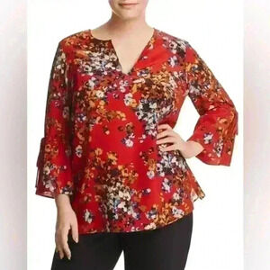 Lafayette 148 New York Sela Floral Print Silk Blouse